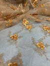 Andrea ANTIQUE GOLD 3D Floral Matte Corded Embroidery on Mesh Lace Fabric by the Yard - 10016