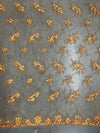 Andrea ANTIQUE GOLD 3D Floral Matte Corded Embroidery on Mesh Lace Fabric by the Yard - 10016