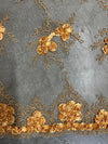 Andrea ANTIQUE GOLD 3D Floral Matte Corded Embroidery on Mesh Lace Fabric by the Yard - 10016