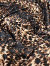Dana BLACK BROWN BEIGE Animal Pattern Polyester Stretch Velvet Fabric by the Yard for Tops, Clothes, Dance Wear, Costumes, Crafts - 10160