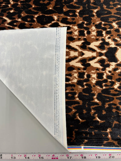 Dana BLACK BROWN BEIGE Animal Pattern Polyester Stretch Velvet Fabric by the Yard for Tops, Clothes, Dance Wear, Costumes, Crafts - 10160