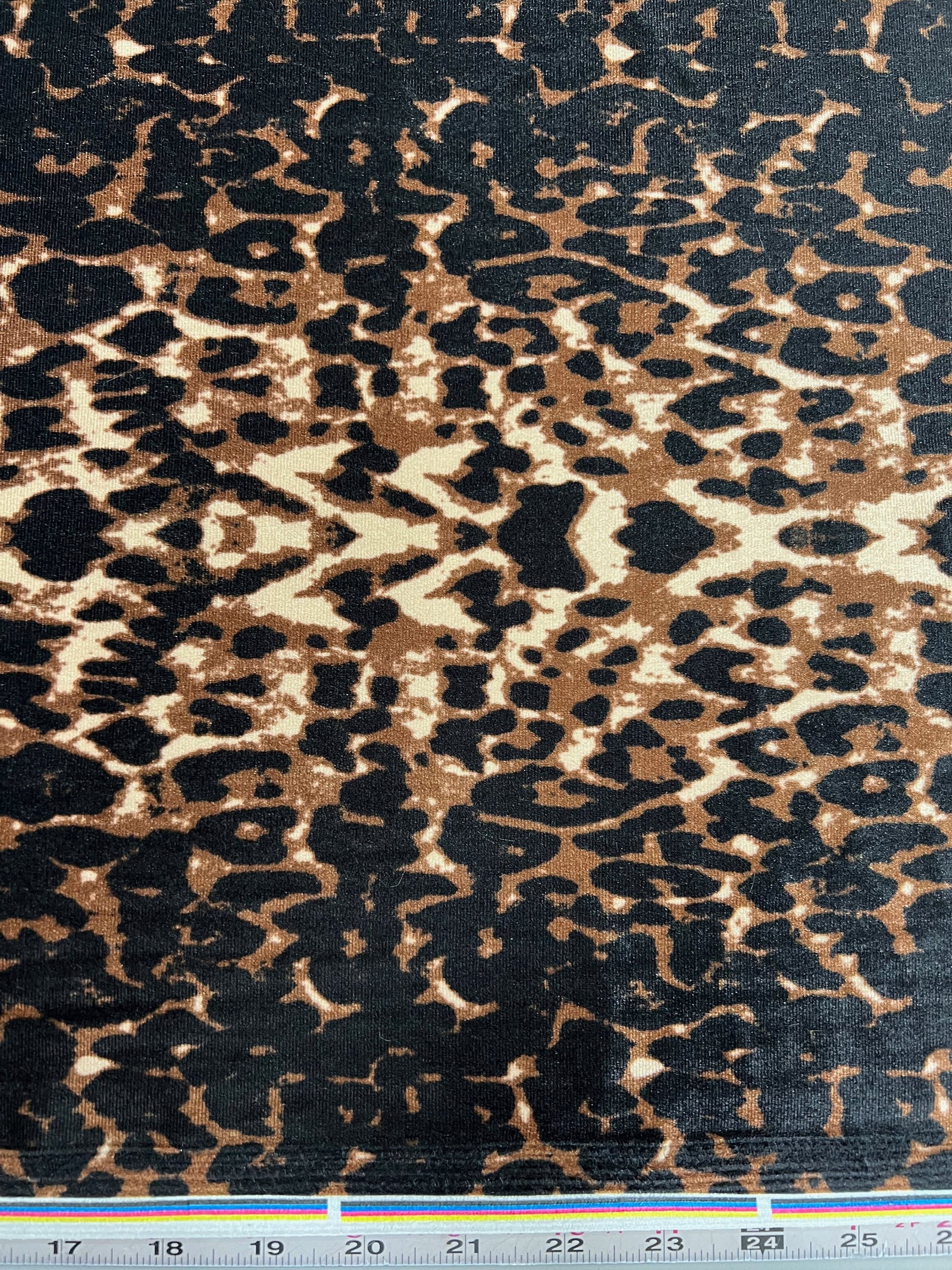 Dana BLACK BROWN BEIGE Animal Pattern Polyester Stretch Velvet Fabric by the Yard for Tops, Clothes, Dance Wear, Costumes, Crafts - 10160