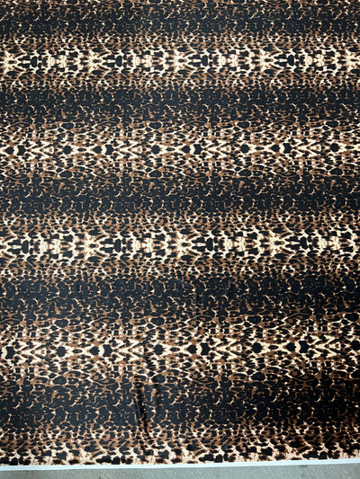 Dana BLACK BROWN BEIGE Animal Pattern Polyester Stretch Velvet Fabric by the Yard for Tops, Clothes, Dance Wear, Costumes, Crafts - 10160