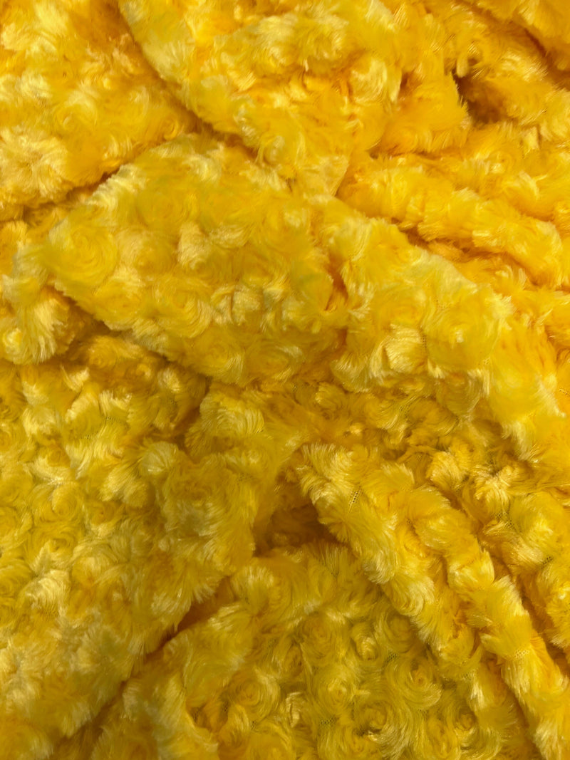 Ruth YELLOW Cuddle Minky Rosette Soft Faux Fur Fabric by the Yard - 10083