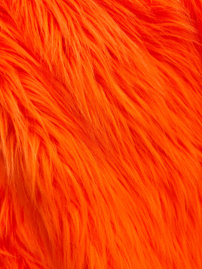 Sasha NEON ORANGE 2 Inch Long Pile Soft Luxury Faux Fur Fabric Fursuit, Cosplay Costume, Photo Prop, Trim, Throw Pillow, Crafts
