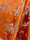 Hope ORANGE Dragon Brocade Chinese Satin Fabric by the Yard - 10040
