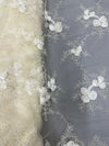 Andrea IVORY 3D Floral Matte Corded Embroidery on Mesh Lace Fabric by the Yard - 10016