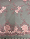Andrea LIGHT PINK 3D Floral Matte Corded Embroidery on Mesh Lace Fabric by the Yard - 10016