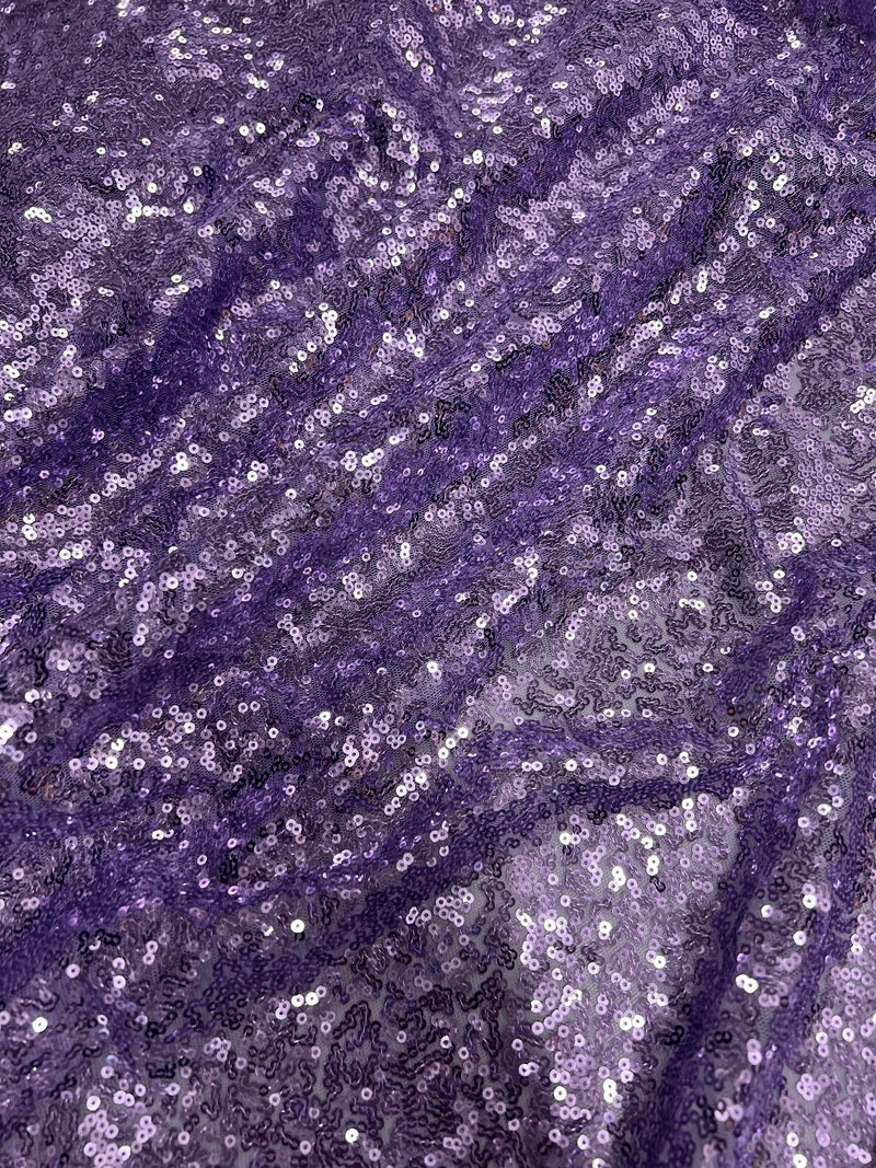 Leila LAVENDER Sequins on Mesh Fabric by the Yard - 10050