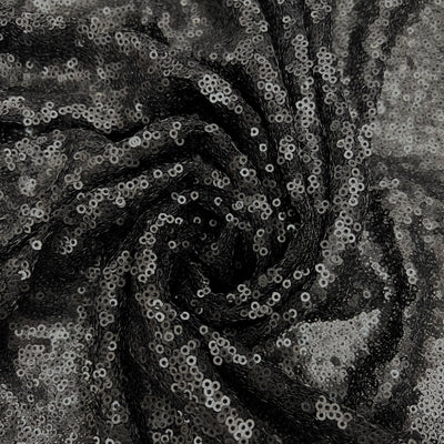 Leila MATTE BLACK Sequins on Mesh Fabric by the Yard - 10050