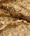 Maci CHAMPAGNE GOLD 3D Floral Polyester Satin Rosette on Mesh Fabric by the Yard - 10057