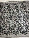 Nina BLACK Polyester 3D Floral Embroidery on Mesh Lace Fabric by the Yard - 10032