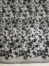Nina BLACK Polyester 3D Floral Embroidery on Mesh Lace Fabric by the Yard - 10032