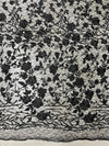 Nina BLACK Polyester 3D Floral Embroidery on Mesh Lace Fabric by the Yard - 10032