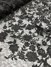 Nina BLACK Polyester 3D Floral Embroidery on Mesh Lace Fabric by the Yard - 10032