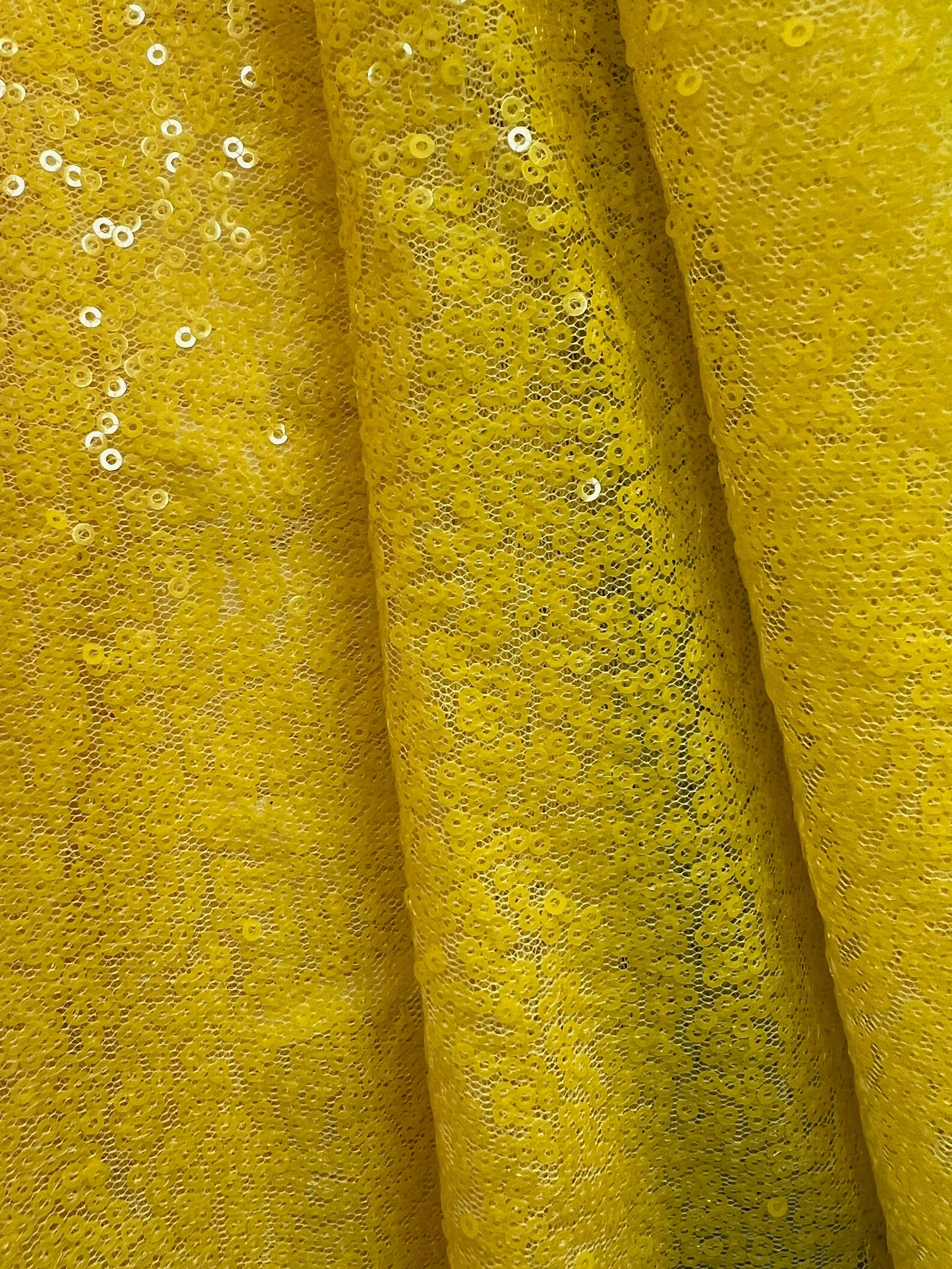 Leila YELLOW Sequins on Mesh Fabric by the Yard - 10050