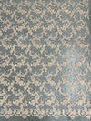 Jayla LIGHT PEACH Floral Embroidery with Beads and Sequins on Mesh Lace Fabric by the Yard - 10044