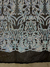 Phoebe IRIDESCENT WHITE Sequins on BLACK Mesh Lace Fabric by the Yard - 10062