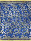 Nina ROYAL BLUE Polyester 3D Floral Embroidery on Mesh Lace Fabric by the Yard - 10032