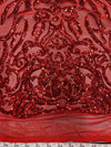 Phoebe RED Sequins on Mesh Lace Fabric by the Yard - 10062