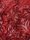 Phoebe RED Sequins on Mesh Lace Fabric by the Yard - 10062