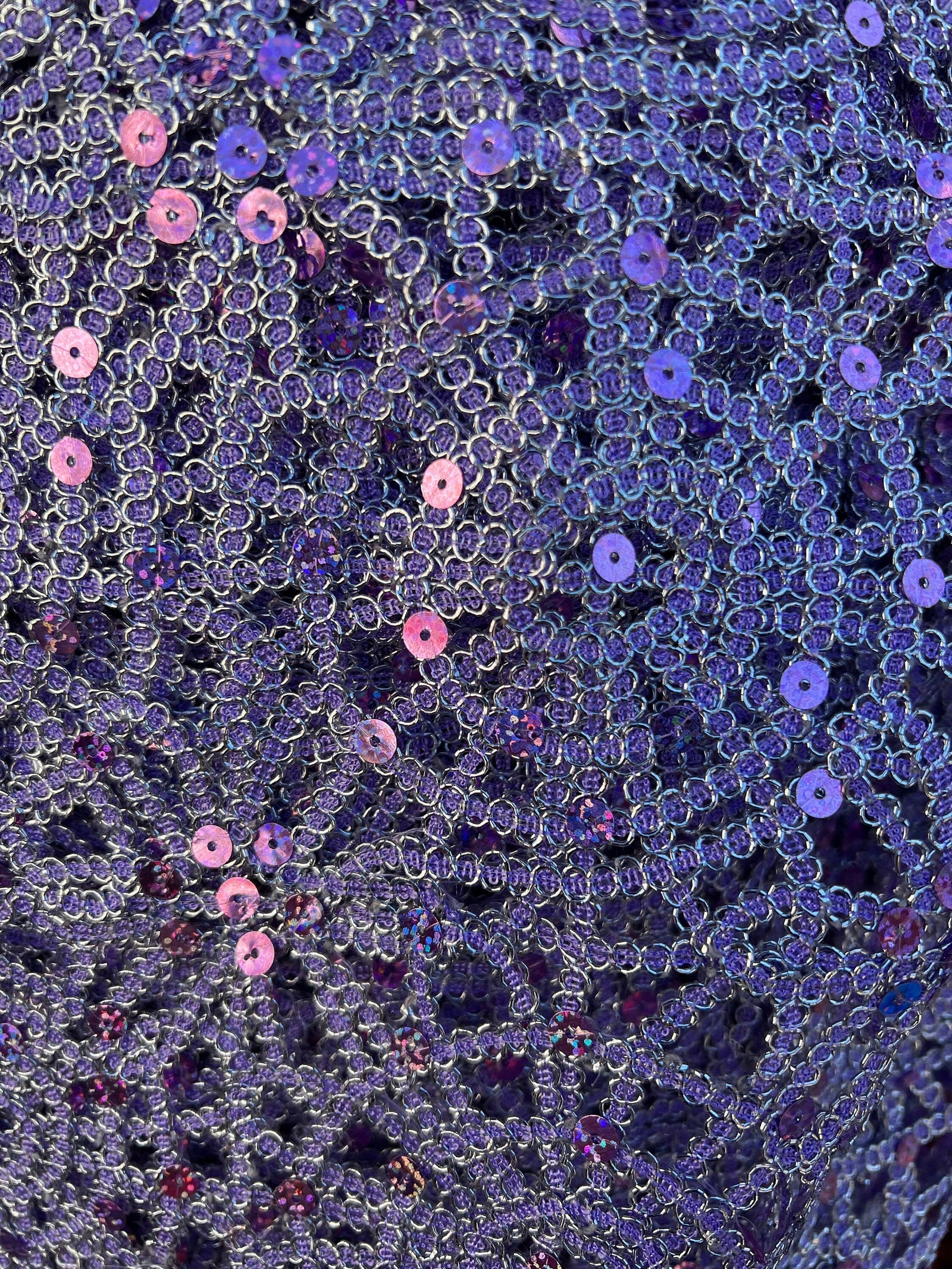 Harmony LAVENDER Foil and Sequins Open Weave Lace Fabric by the Yard - 10023