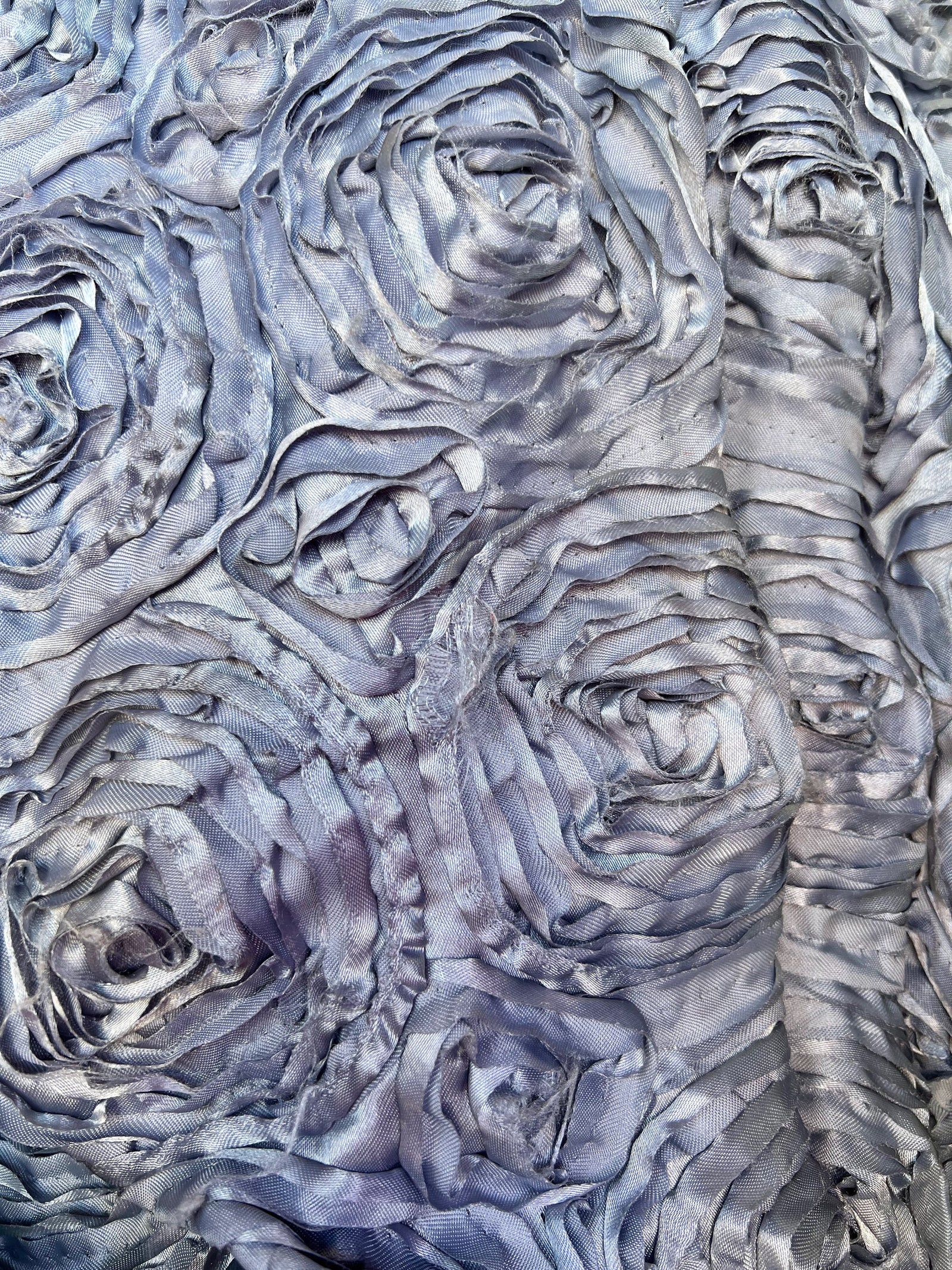 Paige SILVER GREY 3D Floral Polyester Satin Rosette Fabric by the Yard - 10028