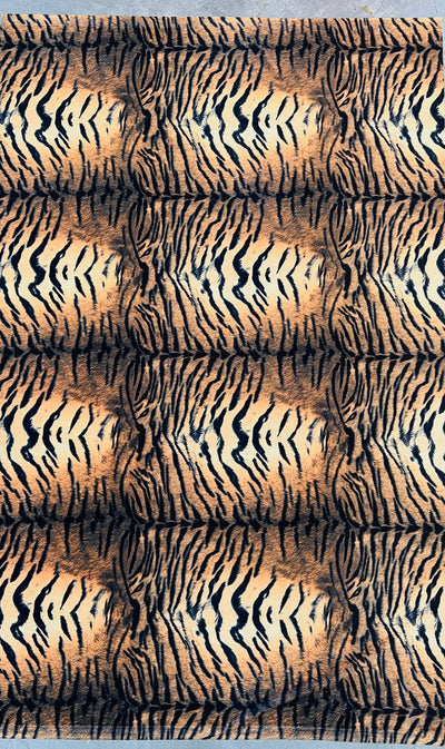 Dana BLACK CAMEL Tiger Pattern Polyester Stretch Velvet Fabric by the Yard for Tops, Clothes, Dance Wear, Costumes, Crafts - 10160