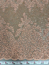 Joanna PEACH Maze Sequins Embroidered Dots on Mesh Lace Fabric by the Yard - 10074