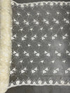 Andrea IVORY 3D Floral Matte Corded Embroidery on Mesh Lace Fabric by the Yard - 10016