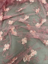 Andrea LIGHT PINK 3D Floral Matte Corded Embroidery on Mesh Lace Fabric by the Yard - 10016