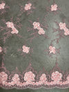 Andrea LIGHT PINK 3D Floral Matte Corded Embroidery on Mesh Lace Fabric by the Yard - 10016