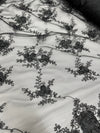 Andrea BLACK 3D Floral Matte Corded Embroidery on Mesh Lace Fabric by the Yard - 10016