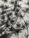 Andrea BLACK 3D Floral Matte Corded Embroidery on Mesh Lace Fabric by the Yard - 10016
