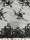 Andrea BLACK 3D Floral Matte Corded Embroidery on Mesh Lace Fabric by the Yard - 10016