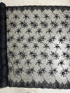 Andrea BLACK 3D Floral Matte Corded Embroidery on Mesh Lace Fabric by the Yard - 10016