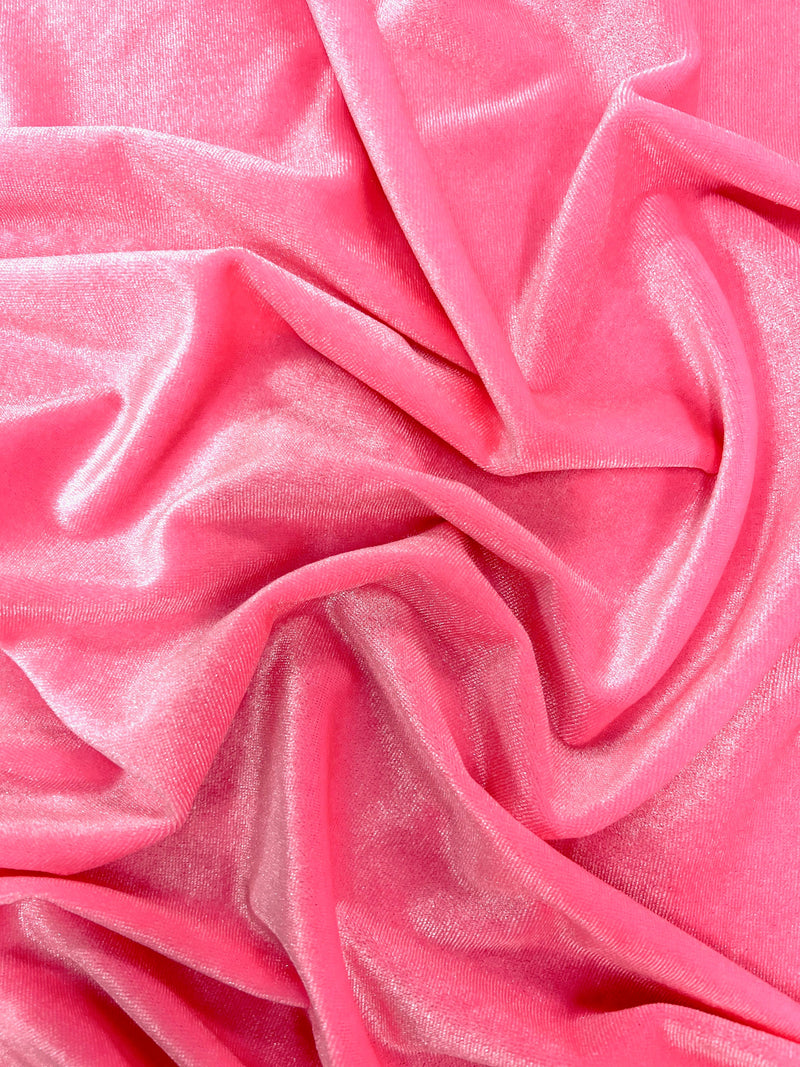 Princess CANDY PINK Polyester Spandex Stretch Velvet Fabric for Bows, Top Knots, Head Wraps, Clothes, Costumes, Crafts - NewFabricsDaily