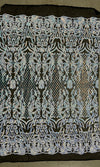 Phoebe IRIDESCENT WHITE Sequins on BLACK Mesh Lace Fabric by the Yard - 10062