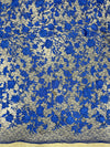 Nina ROYAL BLUE Polyester 3D Floral Embroidery on Mesh Lace Fabric by the Yard - 10032