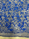 Nina ROYAL BLUE Polyester 3D Floral Embroidery on Mesh Lace Fabric by the Yard - 10032