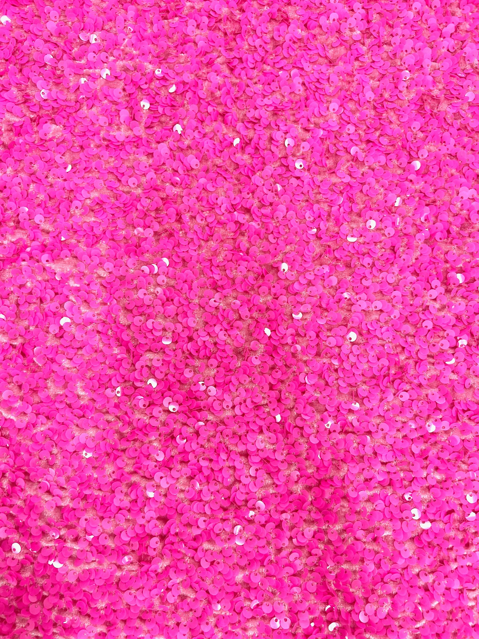 Stephanie HOT PINK Sequins on PINK Stretch Velvet Fabric by the Yard for Gowns, Apparel, Costumes, Crafts - 10185