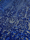 Phoebe ROYAL BLUE Sequins on Mesh Lace Fabric by the Yard - 10062