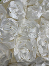 Maci IVORY 3D Floral Polyester Satin Rosette on Mesh Fabric by the Yard - 10057