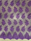 Brianna PURPLE Polyester Floral Embroidery with Sequins on Mesh Lace Fabric by the Yard - 10020