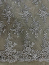 Tess GREY Polyester Floral Embroidery with Sequins on Mesh Lace Fabric by the Yard - 10216