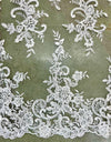 Tess IVORY Polyester Floral Embroidery with Sequins on Mesh Lace Fabric by the Yard - 10216