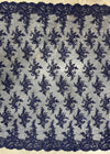 Tess NAVY BLUE Polyester Floral Embroidery with Sequins on Mesh Lace Fabric by the Yard - 10216