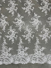 Tess WHITE Polyester Floral Embroidery with Sequins on Mesh Lace Fabric by the Yard - 10216