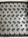 Andrea BLACK 3D Floral Matte Corded Embroidery on Mesh Lace Fabric by the Yard - 10016