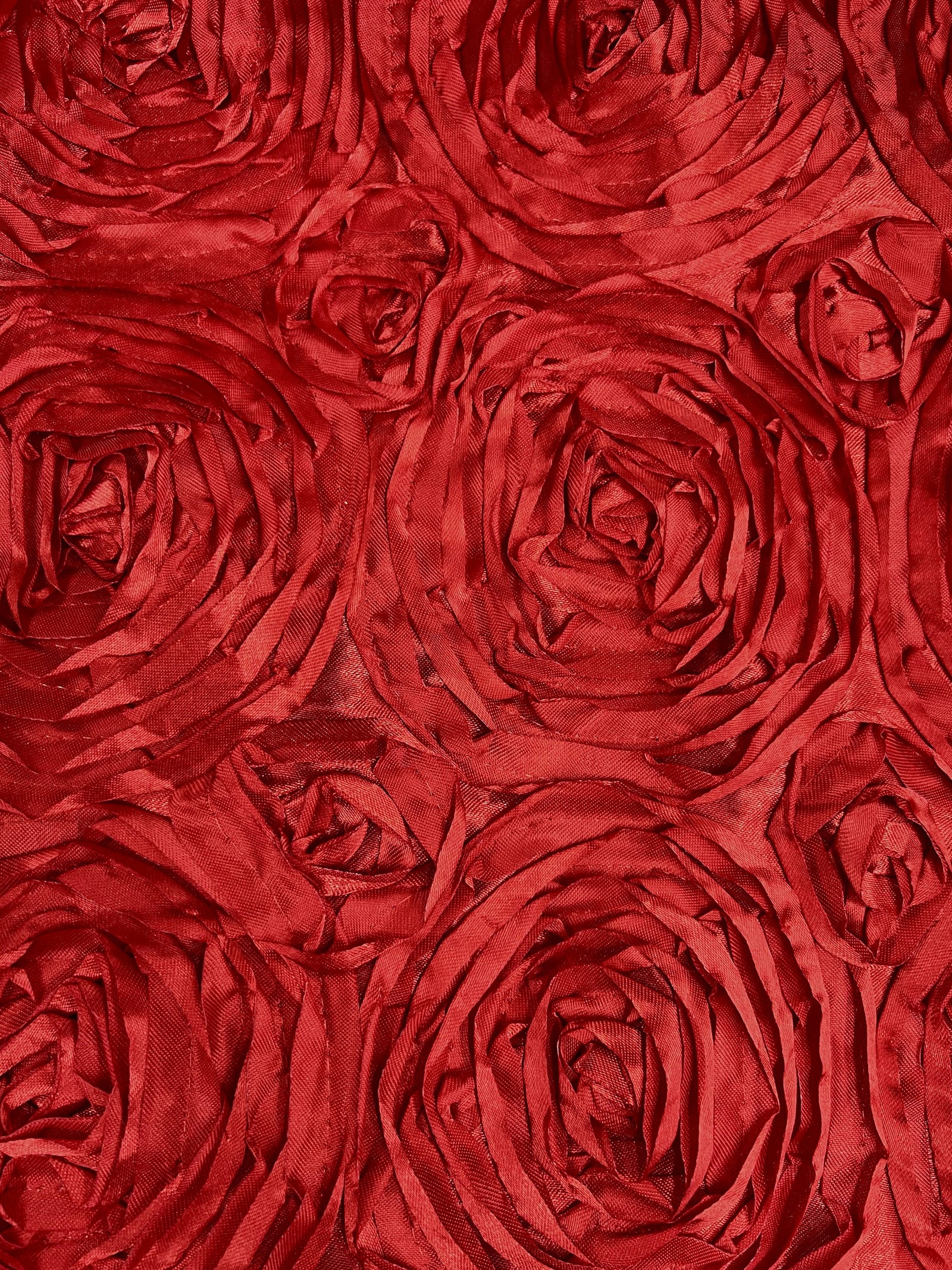 Paige DARK RED 3D Floral Polyester Satin Rosette Fabric by the Yard - 10028